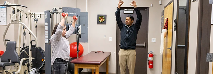 Patient Doing Guided Physical Therapy